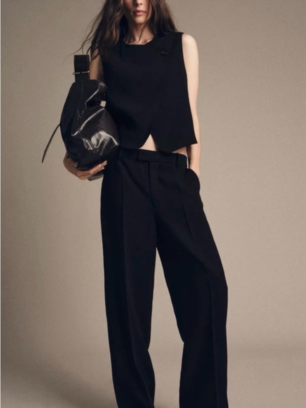 Zara NWT Black Wide-Leg Pants